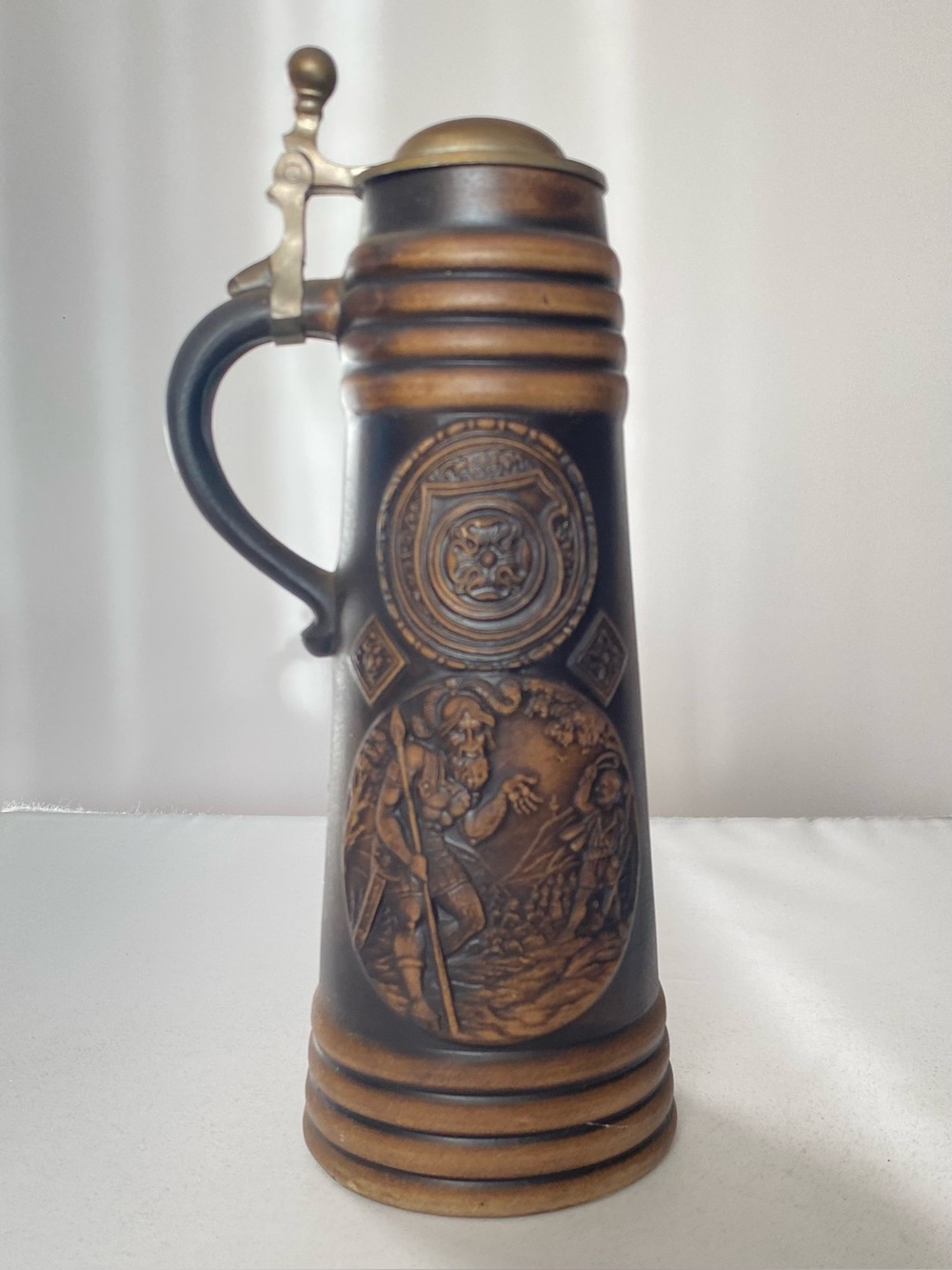 Vintage Gerz German Ceramic Beer Stein with Pewter Lid